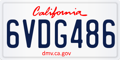 CA license plate 6VDG486