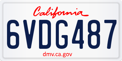 CA license plate 6VDG487