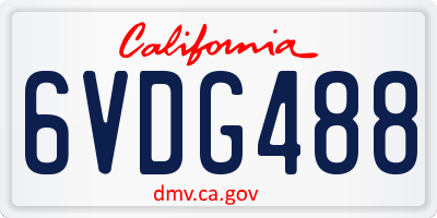 CA license plate 6VDG488