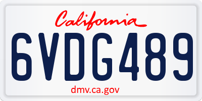 CA license plate 6VDG489