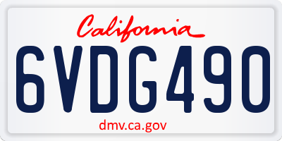 CA license plate 6VDG490