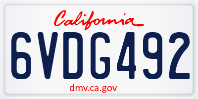 CA license plate 6VDG492