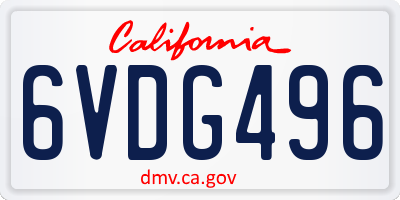 CA license plate 6VDG496