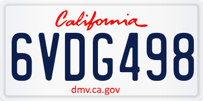 CA license plate 6VDG498