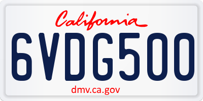 CA license plate 6VDG500