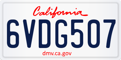 CA license plate 6VDG507