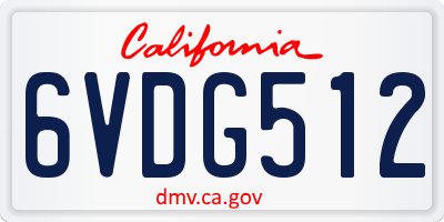 CA license plate 6VDG512