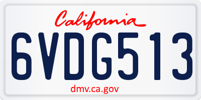 CA license plate 6VDG513