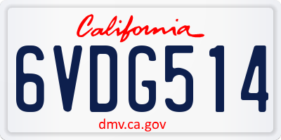 CA license plate 6VDG514