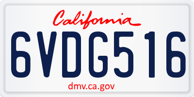 CA license plate 6VDG516