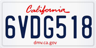 CA license plate 6VDG518