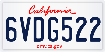 CA license plate 6VDG522