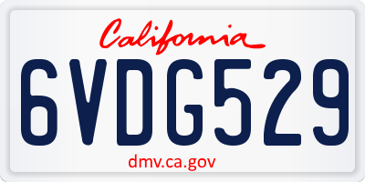 CA license plate 6VDG529