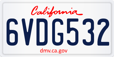 CA license plate 6VDG532
