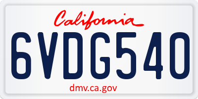 CA license plate 6VDG540