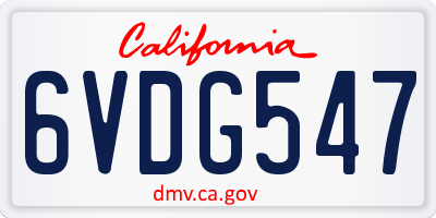 CA license plate 6VDG547