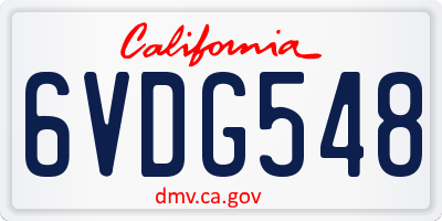 CA license plate 6VDG548