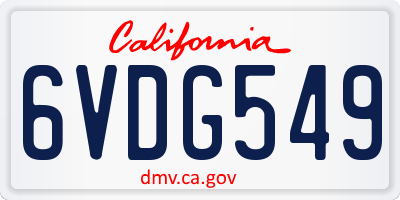 CA license plate 6VDG549