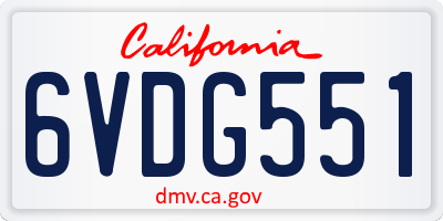 CA license plate 6VDG551
