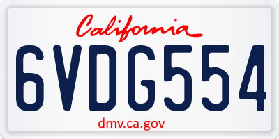 CA license plate 6VDG554