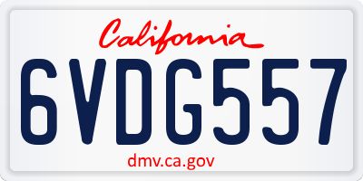 CA license plate 6VDG557