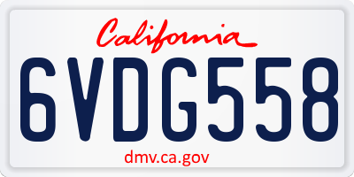 CA license plate 6VDG558