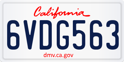 CA license plate 6VDG563