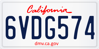 CA license plate 6VDG574