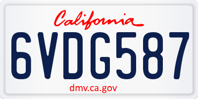 CA license plate 6VDG587