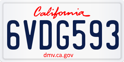 CA license plate 6VDG593
