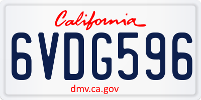 CA license plate 6VDG596