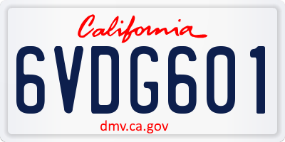 CA license plate 6VDG601
