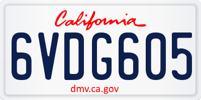 CA license plate 6VDG605