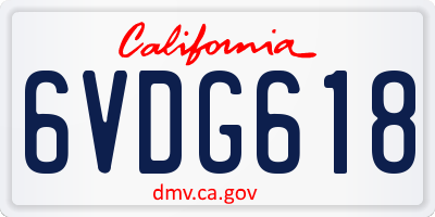 CA license plate 6VDG618