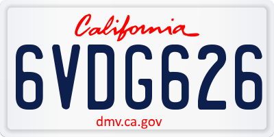 CA license plate 6VDG626