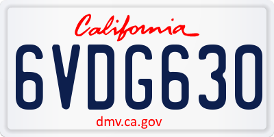 CA license plate 6VDG630