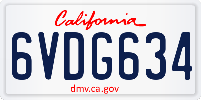 CA license plate 6VDG634