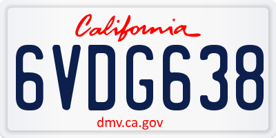 CA license plate 6VDG638