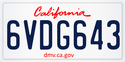 CA license plate 6VDG643