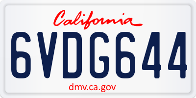 CA license plate 6VDG644