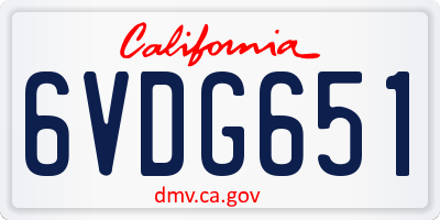 CA license plate 6VDG651