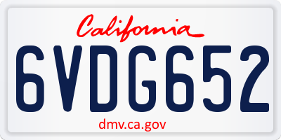 CA license plate 6VDG652