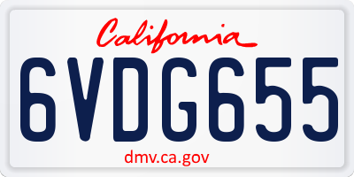 CA license plate 6VDG655