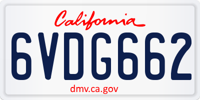 CA license plate 6VDG662