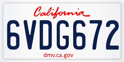 CA license plate 6VDG672