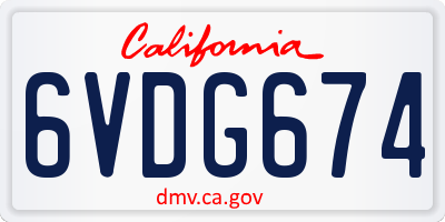 CA license plate 6VDG674