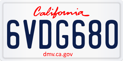 CA license plate 6VDG680