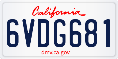 CA license plate 6VDG681