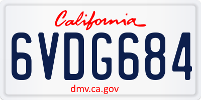 CA license plate 6VDG684