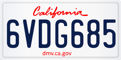 CA license plate 6VDG685